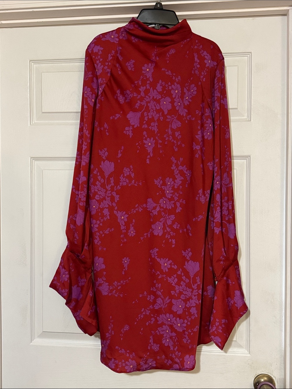 Free People Boho Aries Mini Dress Red with Purple Floral Print 175
